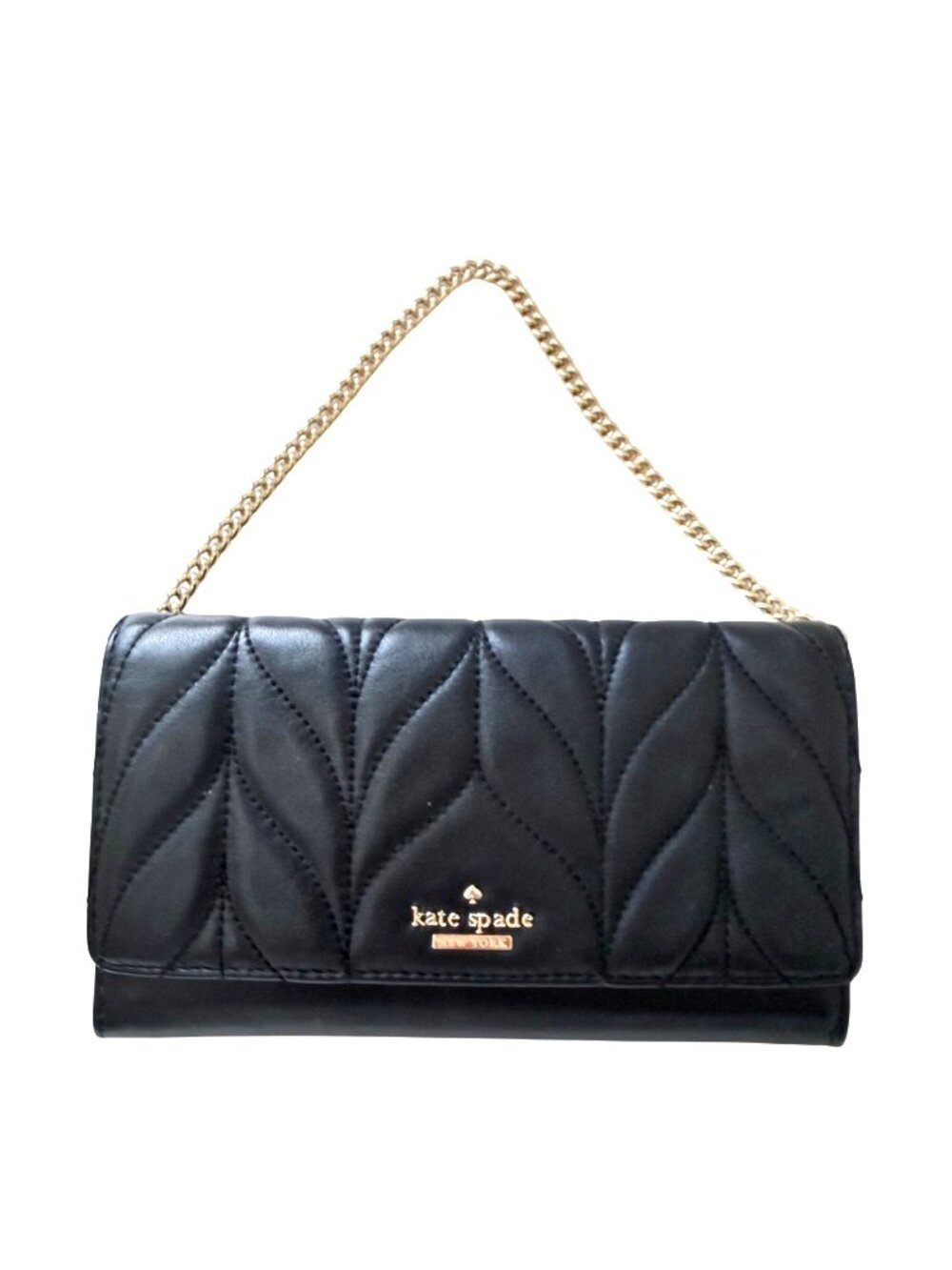 Kate Spade Women's Clutch Bag Purse Milou Briar Lane Quilted Black Leather Small